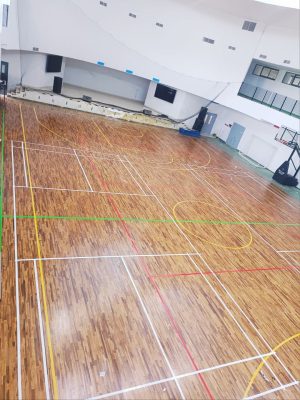 Portofolio Proyek Lantai Parket & Lantai Kayu 13 Proyek Lantai Kayu Lapangan Basket di Singapore Intercultural School Surabaya Standar Internasional