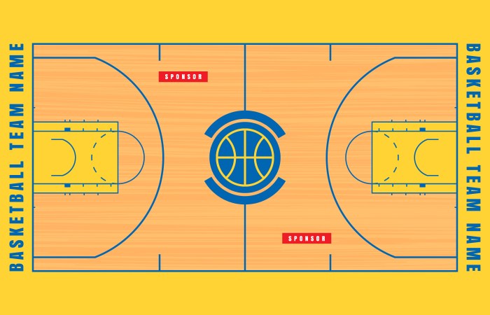 Desain lantai lapangan basket kayu modern dan minimalis