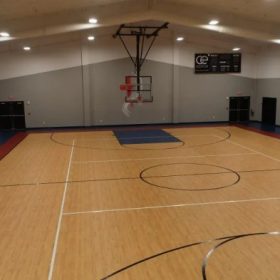 before after lantai lapangan basket parket