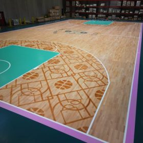 Parquet floor in the basketball hall Stock Photo | Adobe Stock
