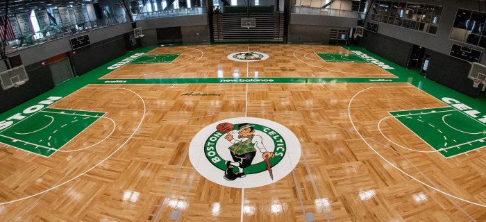 Eight Amazingly Designed Hardwood Basketball Courts - Artisan Wood ... Desain warna & finishing untuk lapangan basket parket