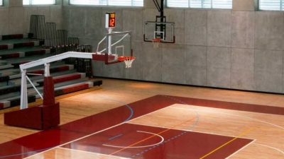 Lantai lapangan basket indoor kayu