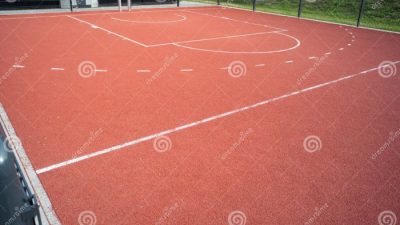 View of an Outdoor Basketball Court in a Sports Center - Rubber Floor ...