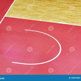 Basketball Court with Wooden Parquet Flooring and Markings Lines ...