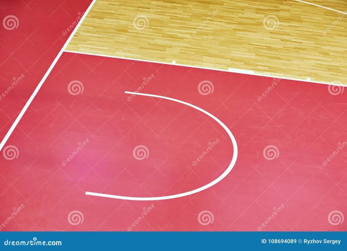 Basketball Court with Wooden Parquet Flooring and Markings Lines ...