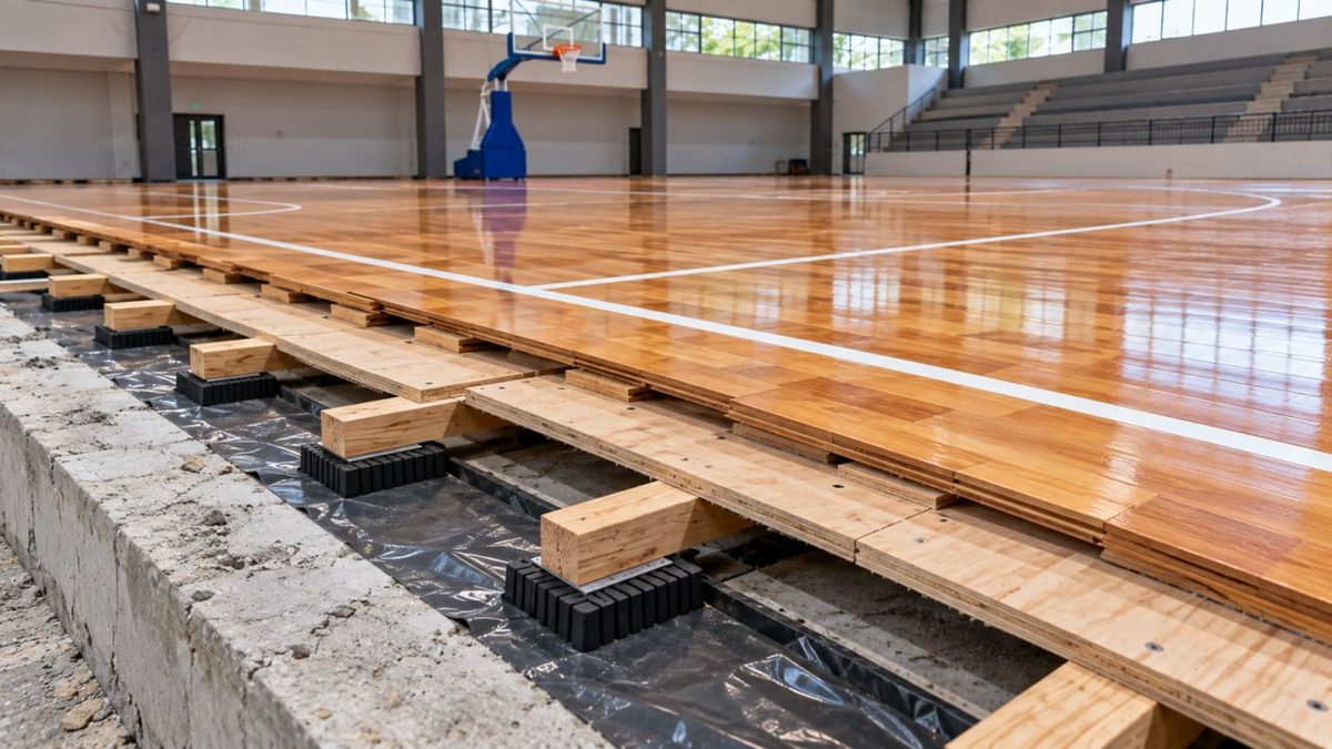 Rahasia Memilih Lantai Lapangan Basket yang Bikin Pemain Betah Berlama-lama 3 Sampel papan lantai kayu berbagai warna untuk lapangan basket