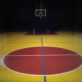 Basketball Court Wooden Flooring with White Lines Stock Photo - Image ...