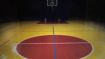 Basketball Court Wooden Flooring with White Lines Stock Photo - Image ...