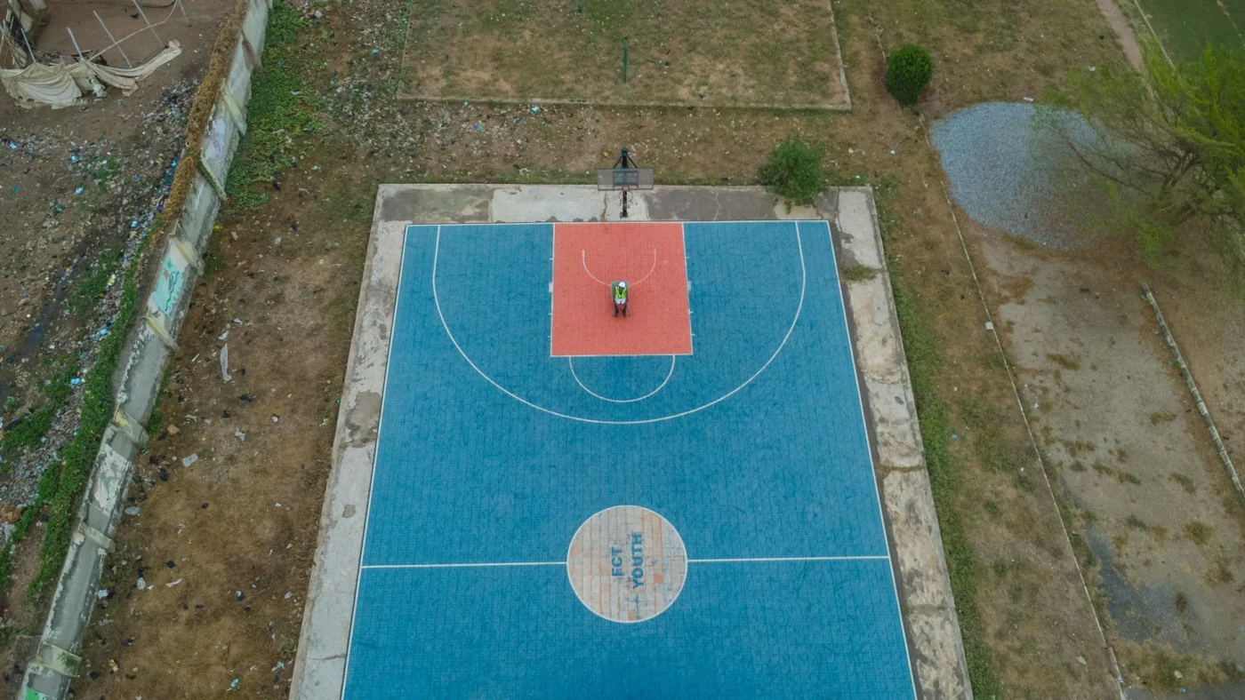 Basketball Court Construction Worker
