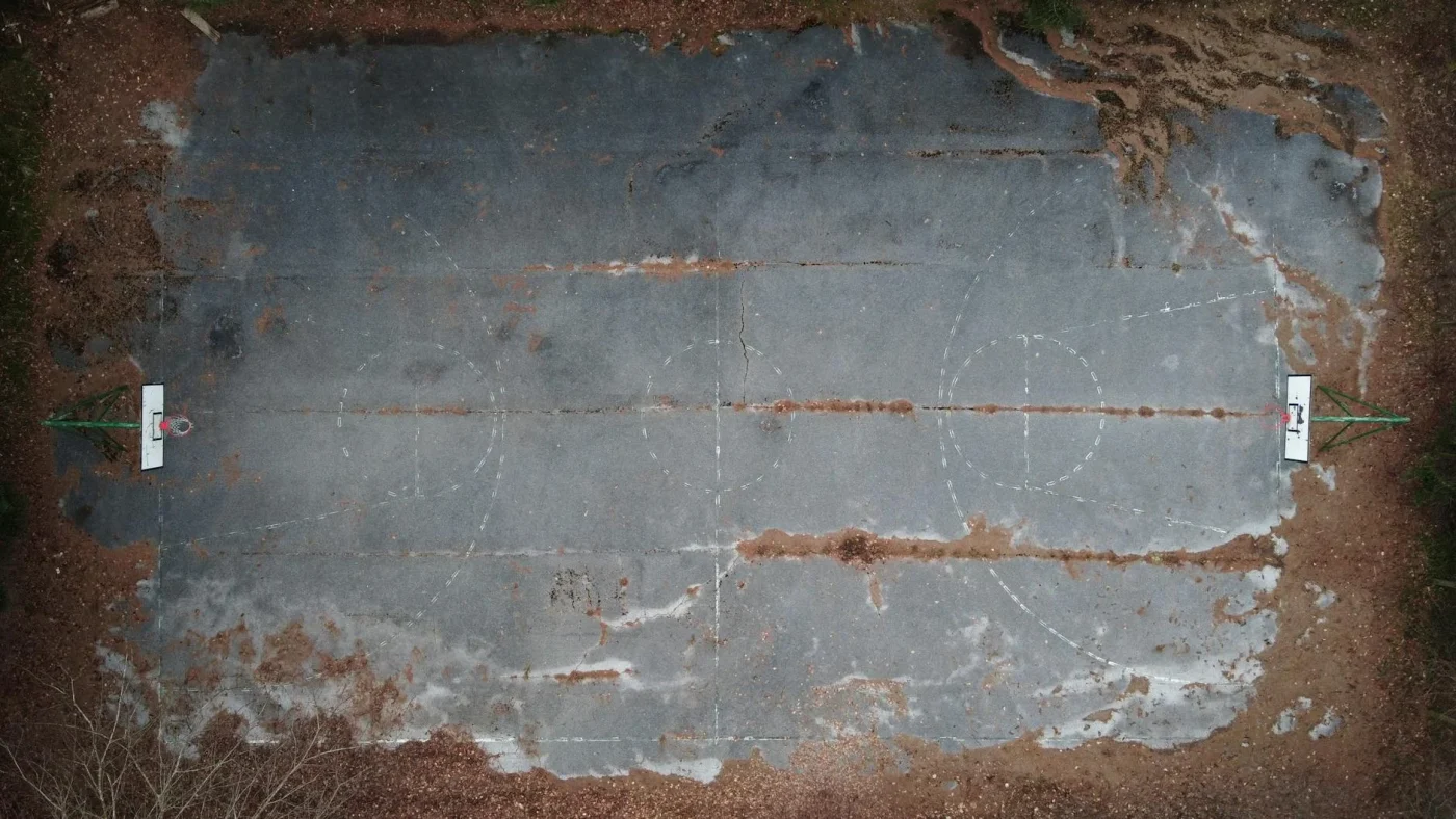 Basketball Court Damaged Parquet