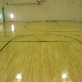 hardwood maple basketball court floor viewed from above ...