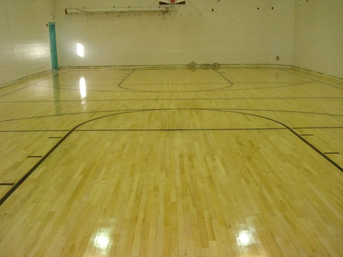 hardwood maple basketball court floor viewed from above ...