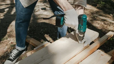 Carpenter At Work Floor Installation Power Tools