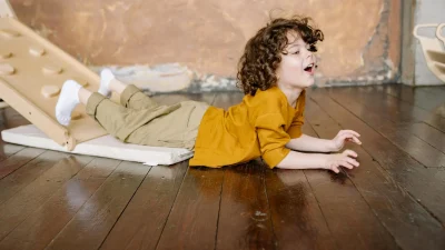 Child Playing Wooden Floor
