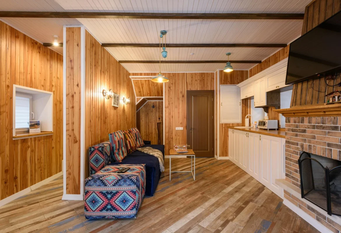Cozy Living Room Wooden Interior