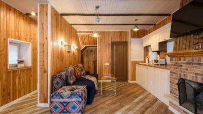 Cozy Living Room Wooden Interior