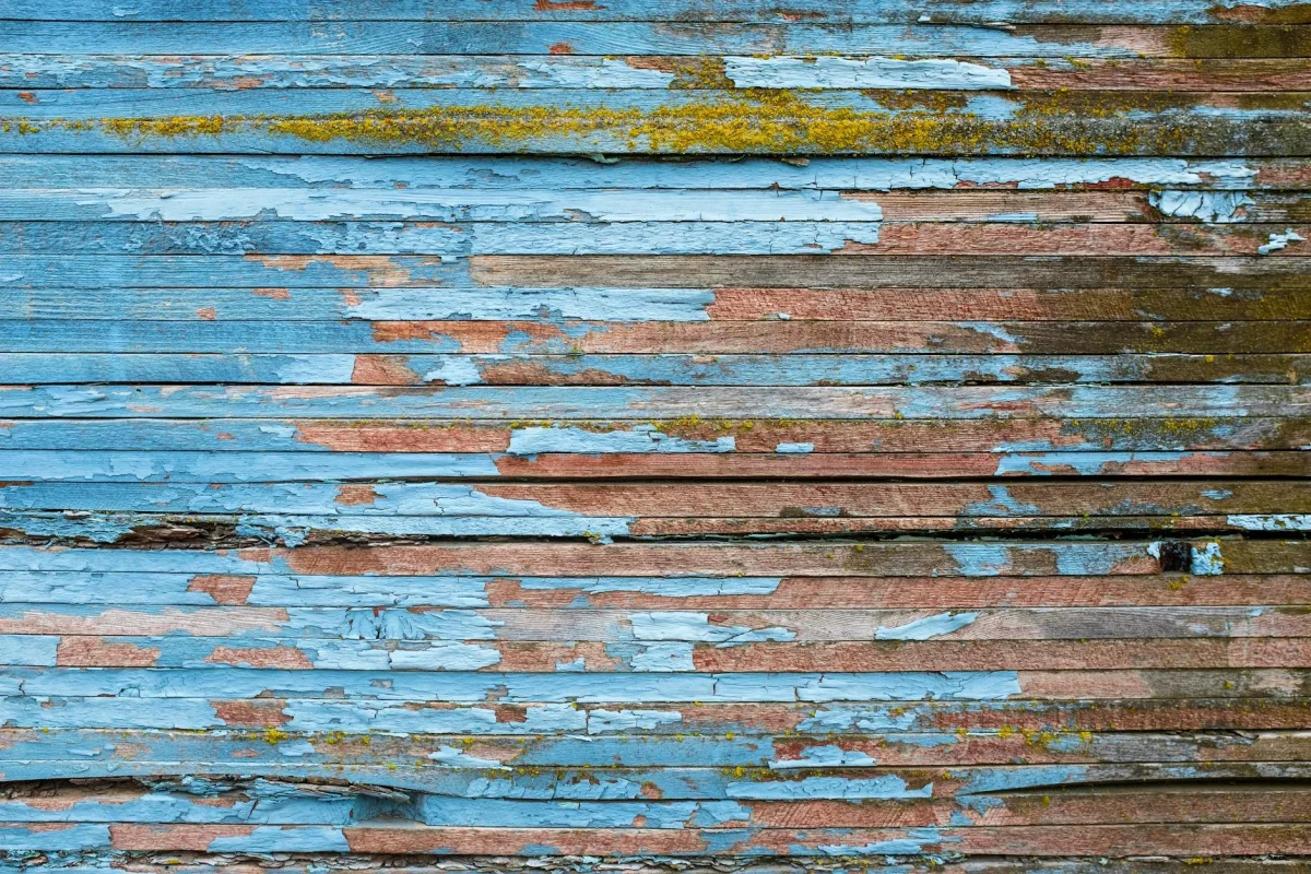 Damaged Wood Floor Peeling Paint Construction Worker