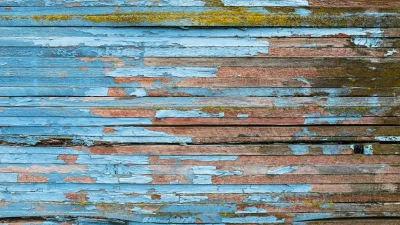 Damaged Wood Floor Peeling Paint Construction Worker