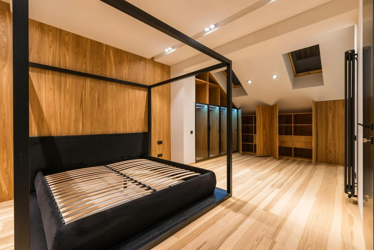Light Wood Floor Modern Bedroom