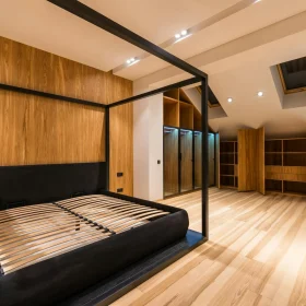 Light Wood Floor Modern Bedroom