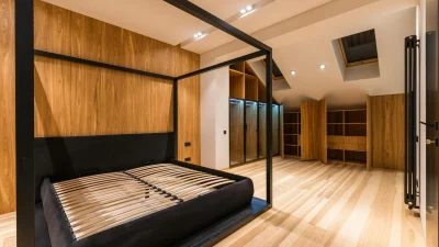 Light Wood Floor Modern Bedroom