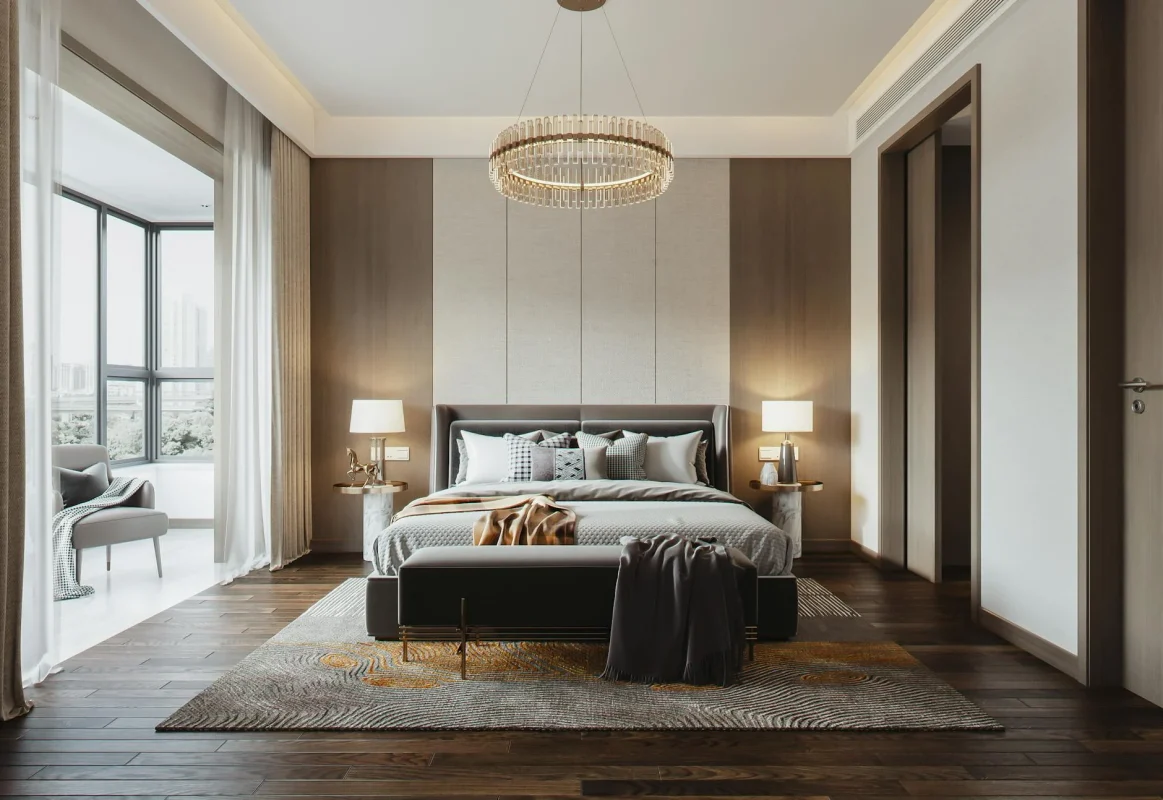 Luxury Home Wood Floor Bedroom
