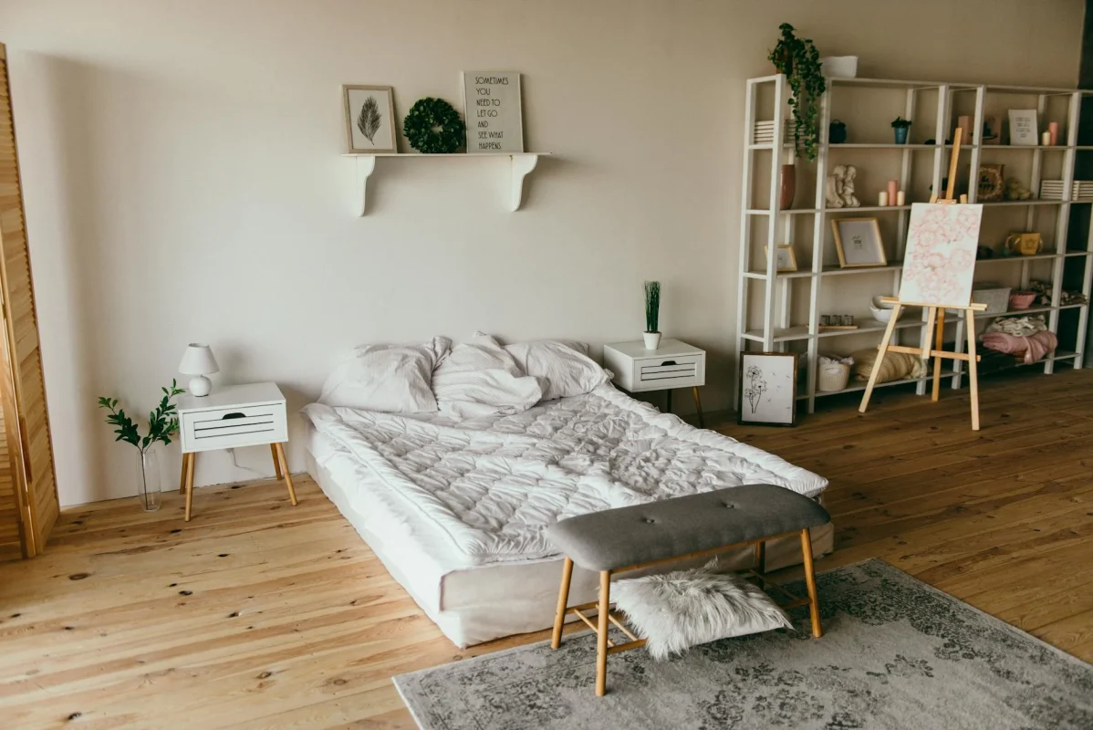 Minimalist Bedroom Wood Flooring