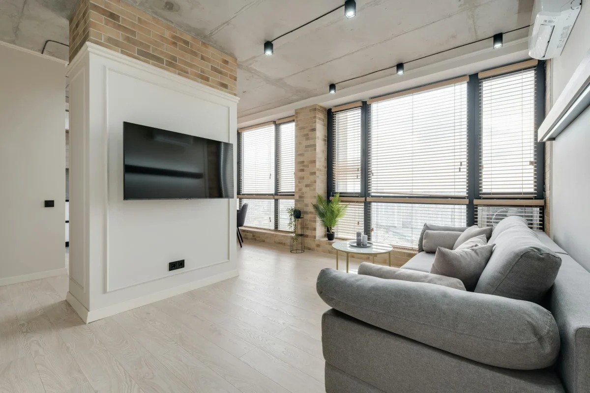 Modern Living Room Light Wood Floor White Walls Scandinavian Interior