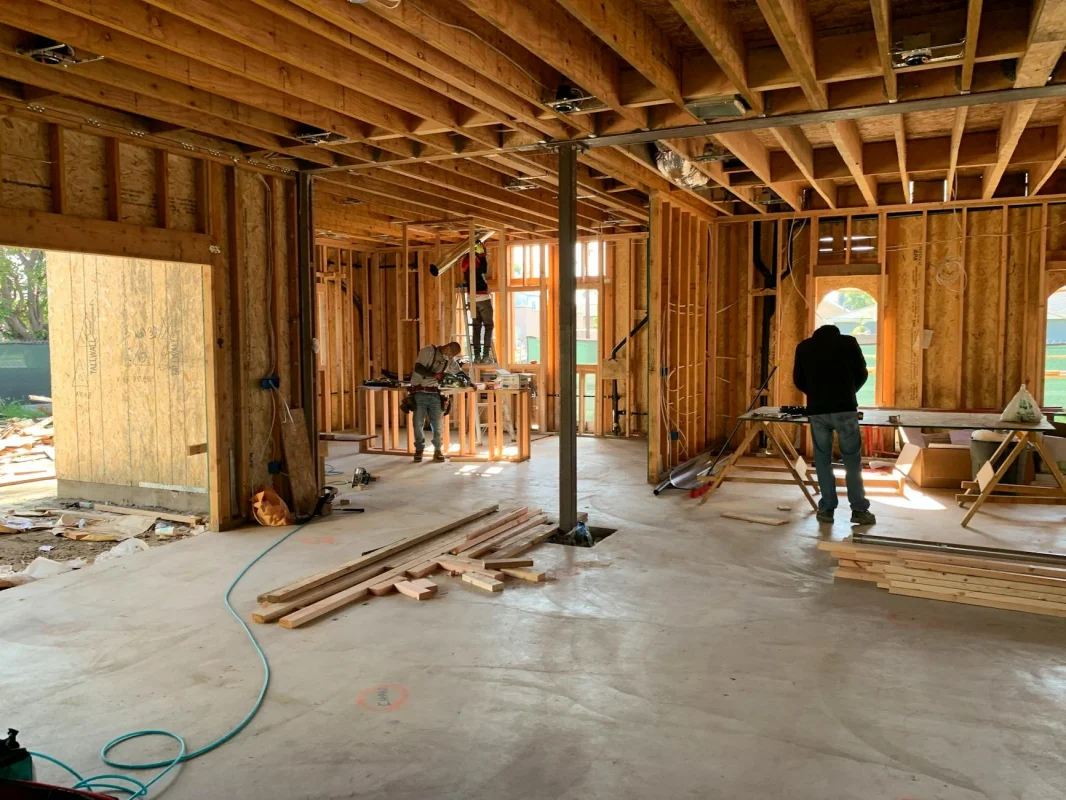 Wood Flooring Planks Construction Worker