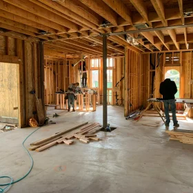 Wood Flooring Planks Construction Worker