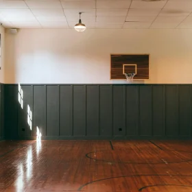 Wood Parquet Basketball Gym