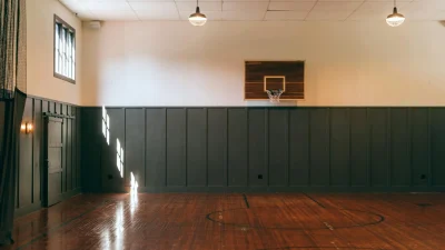 Wood Parquet Basketball Gym