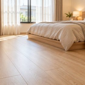 Lantai Kayu ala Korea: Pilihan Warna, Bahan, dan Biaya Kamar 3x4 m 6 Kamar tidur gaya Korea dengan lantai motif oak terang dan ranjang rendah